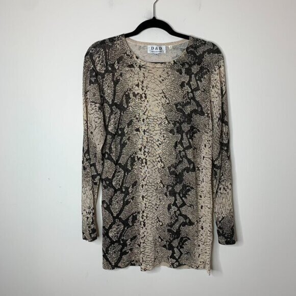 Women's D&D Collection Top Vintage 90s 2000s Animal Print Long Sleeve Size L/XL - Picture 5 of 7